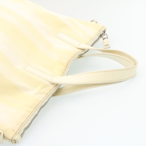 PRADA 2Way Shoulder Bag Hand Bag Canvas Yellow White Auth ar6192 - Picture 6 of 16